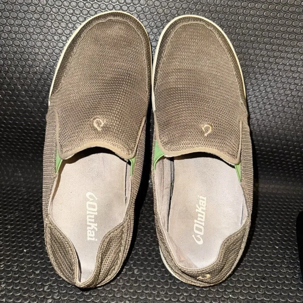 OluKai Nohea Brown Mesh Slip On Comfort Summer Outdoor Shoes Mens Size 7